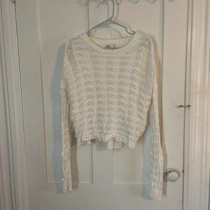 Hollister White Knitted Long Sleeve Sweater